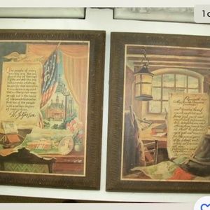 Vintage Pair, Plymouth 1620 and 1776 T. Jefferson Plaque